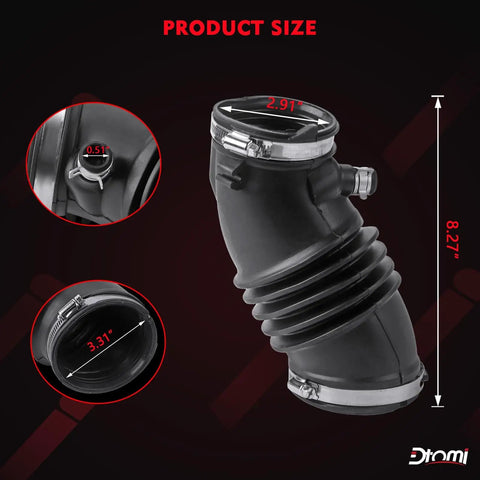 Engine Air Intake Hose Tube With Clamps For Honda Pilot 3 5L V6 2009 2010 2011 2012 2013 2014 2015 Replacement Part 17228-RN0-A00 696-138 Duct Boot Air Duct Tube with size details.