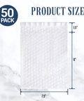 Self Seal Bubble Pouches 7.5x8 Inch 50 Pack Cushioning Bags For Moving And Shipping Fragile Items dimensions shown