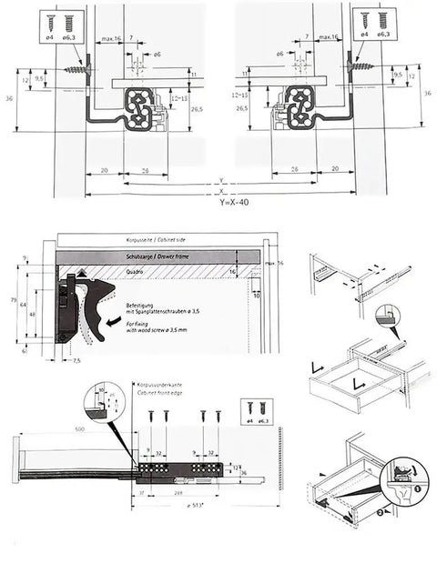 Heavy Duty Undermount Drawer Slides With Silent Soft Close Mechanism And Full Extension Glide Galvanized Steel Build For Zero Noise Cabinet Projects Tough As Nails Hardware Upgrade 16 Inch Set detailed installation diagrams.