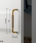 Six Pack 5 Inch Champagne Bronze Knurled Cabinet Pulls With Crosshatch Knurling For Kitchen Drawers And Cabinets installed on door
