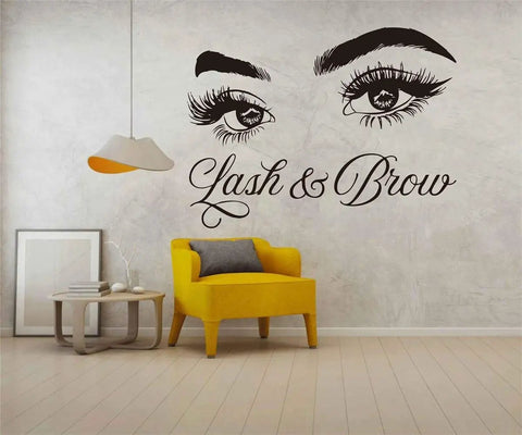 Eyelash Extension Wall Decal For Beauty Salon Makeup Room Self Adhesive Vinyl Sticker 60x84cm Waterproof Removable Black LL300