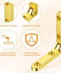 Close-up of gold zinc alloy jewelry box hinge from Gold Zinc Alloy Jewelry Box Hinges Set, 10 Pcs 90 Degree Small Hinges With 40 Screws.