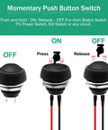 12mm Momentary Push Button Switch On Off Mini Round Waterproof Black With Pre Soldered Wires demonstration