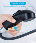 Close-up of hand holding Matte Black Vessel Sink Faucet With Pull Out Hose Tall High Arc Single Hole Design 3-Mode Pull-Down Sprayer