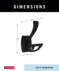 Dimensions of Matte Black Double J Towel Hook Wall Mounted For Robes And Towels, 2-Prong Holder, Durable Zinc Construction
