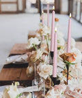 4 Pack Black 11 Inch LED Wax Covered Taper Candles With Remote Flameless Battery Operated Decor on wedding table