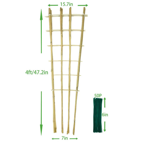 3 Pack 4 Foot Bamboo Trellis Fan Shaped Plant Support For Outdoor And Indoor Potted Climbing Plants Vegetables Tomatoes
