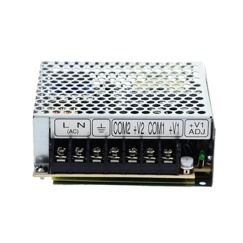 High Efficiency Dual Output Switching Power Supply 53.6W For Industrial Electronics, Compact 110V 220V Compatible, Quiet Operation, Reliable Power Converter For Projects, Rigs, And DIY Builds, metal housing with terminal labels