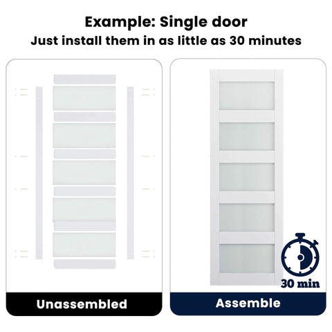 Glass Barn Door Set 60x84 Inches Double 30x84 With Ten Foot Sliding Hardware Kit And Handle Pre Drilled Ready To Assemble