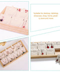 Retro Wooden Jewelry Organizer Tray With Eight Grids To Keep Your Bling Slick And Prevent Tangles While Displaying Necklaces And Earrings On Any Desk Surface, showing organized jewelry.