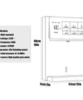 Diagram of Wall Mounted Instant Heat Office Water Cooler With Touch Screen displaying specifications and measurements in gray.