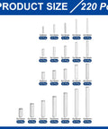 360 Piece Dowel Pins Set 22 Sizes Stainless Steel 304 Assortment Kit For Shelves And Furniture Fasteners Pro Grade Built To Last Easy Install Corrosion Resistant Hardware Essentials size chart, 220 pcs