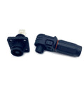 Beefy 400A Battery Power Connector Rock Solid High Current Plug Socket IP67 Waterproof Right Angle Quick Disconnect Terminal for 150Mm2 Cables with black housing.