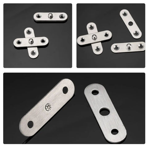 Stainless Steel Hidden Door Hinges Set 12 Pieces Corrosion Resistant Rotatable Cabinet Hinge Kit components displayed.