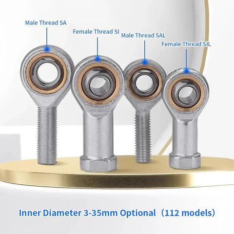 Top Notch Self Lubricating Rod End Bearings Pack PTFE Composite Material SA4P/K M4x0.7 Male Thread Heim Joint, inner diameter 3-35mm