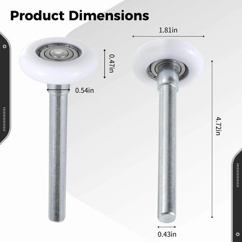 Dimensions of 30 Pack 1.8 Inch Garage Door Rollers With 4.7 Inch Stem Ultra Quiet Nylon Replacement Wheel For Garages Barns And Warehouses