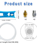 16.4Ft PTFE Teflon Tube Kit 2.5mm ID X 4mm OD For 1.75mm Filament Direct Drive 3D Printers showing tubing, connectors, cutter