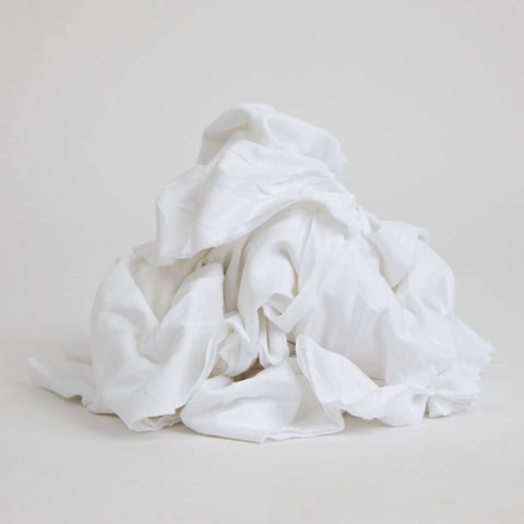 Bulk T Shirt Rags 5 lb Box White Cotton Wiping Cloths For Paint, Stain, Grease Cleanup In Shop And Auto Use, stacked