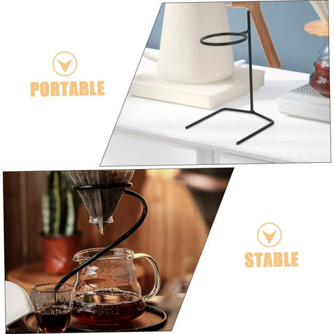 Pair Of Portable Coffee Dripper Holder And Filter Stand For Home Barista Rigs Or Weekend Warrior Campout Vibes Smooth Pour Station with stable black metal base.