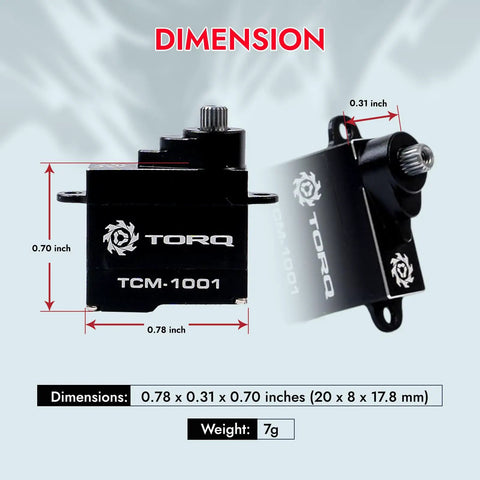 Torq Coreless Micro Servo Upgrade For Losi Micro B And Mini Z RC Cars 1/27 1/28 Scale with dimensions 0.78 x 0.31 x 0.70 inches