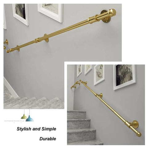 White Staircase Handrail And Safety Banister For Indoor Outdoor Steps Wall Mount Accessory Rail With Rust Proof Finish No Fuss Hardware Kit For Seniors Kids Firm Grip 17 Feet Long installed along stairway.