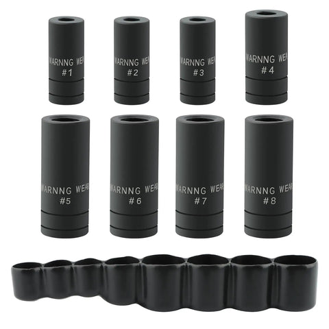 Front view of 70500 Tap Socket Set, 8-piece tap socket wrench set, black, for fractional, NPT, and metric taps up to 12 mm