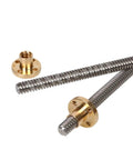 Heavy Duty T8 Trapezoidal Lead Screw Set With Premium Copper Nut For 3D Printers, 750 mm shaft and bronze slide block.