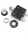 Push Button Thermal Circuit Breaker 15A For 125 250VAC With Manual Reset Waterproof Button Cap L1 Series Overload Protector For Panels And DIY Projects Pro Grade Electrical Safety, black with cap and ring