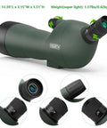 Go To 20 To 60x60 Zoom Angled Spotting Scope With BAK4 Optics Waterproof For Hunting And Birdwatching Includes 14 Inch Tabletop Tripod And Carry Bag Lightweight 1.37 Lb Ideal For Target Shooting And Wildlife Viewing, angled eyepiece and focus ring