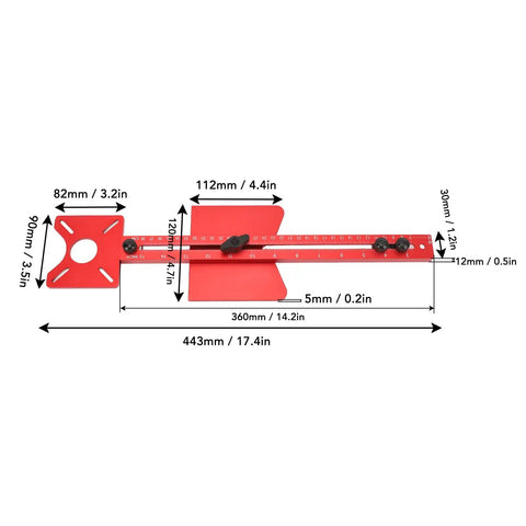 Rock Solid Heavy Duty 4 In 1 Aluminum Router Jig Kit With Quick Assembly Backer Bracket dimensions and features image.