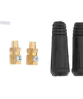 Heavy Duty Black Brass Welding Cable Quick Connectors Two Pack Rubber Shielded Hot Swap Power Plugs with hex key.