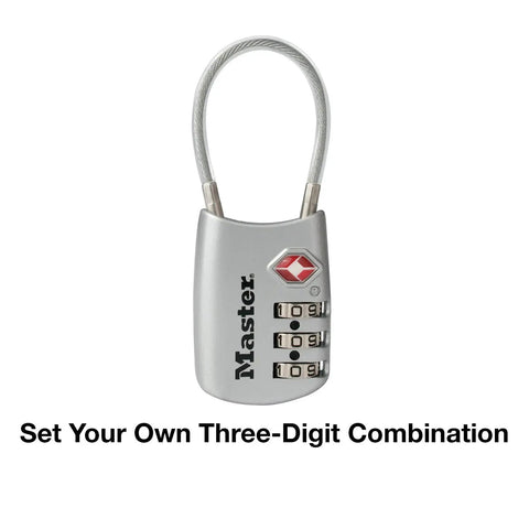 Set Your Own 3 Digit TSA Approved Luggage Lock For Travel, silver durable metal body, relockable, flight ready security