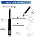 URANT mini 12V linear actuator with black aluminum alloy housing and telescopic rod; includes limit switch and bracket