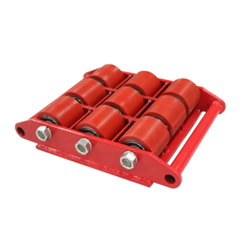 Heavy Duty Electric Load Moving Platform With Remote Control Equipment Transport Dolly with red rollers for easy machinery movement