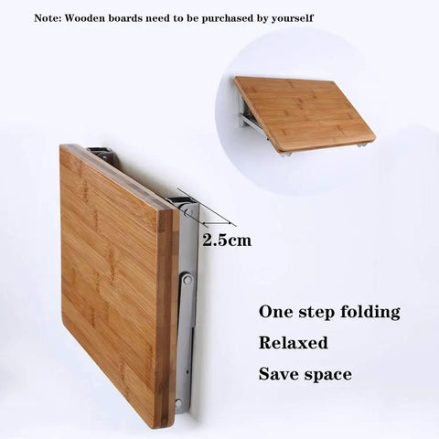 Solid As A Rock Foldable Shelf Brackets Two Pack Stainless Steel Wall Mount Supports for space saving with wood board.
