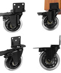 Set Of Four 3 Inch L Shaped Bracket Swivel Casters With Brakes For Cots Flower Stands Desks And Other Furniture Silent Polyurethane Wheels Heavy Duty 600 Pound Loading Capacity Ideal For Home Office And Workshop Use