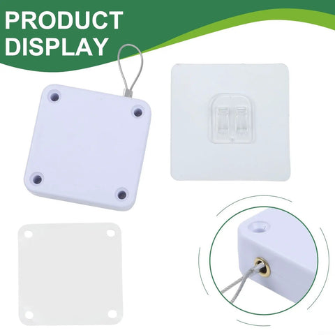 Automatic Door Closer With Adhesive Mount 1200g Tension Retractable Device components in white finish