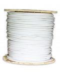 Heavy Duty 400 Ft 14 AWG 5 Conductor SJTO Rated Portable Power Extension Cord Bright White Cover coiled on a spool.