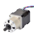 Boss Torque Planetary Gearbox For NEMA 17 Stepper Motor, 13.73 To 1 Gear Ratio, shown in a front angled view with wires