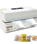 Compact Automatic Heat Sealer Machine With Digital Temperature Control And Fully Enclosed Cover for sealing bags on countertop.