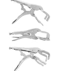Beefy 9 Inch Locking Pliers Set For Welding And Metalwork 4 Pack Quick Lock Release Clamps side view showing grip adjustments.