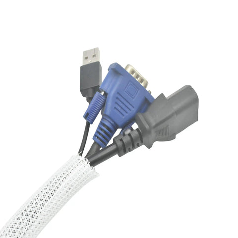 12ft Self Wrapping Cable Management Sleeve For Desk Wall And Floor Braided Mesh Split Loom Tubing Hider Pet Proof Wire Protector Kit