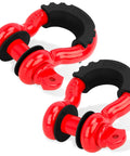 3/4 Inch D Ring Shackles 2 Pack Heavy Duty Tow Recovery Shackle With 7/8 Inch Screw Pin 9,500 Lbs Break Strength Red