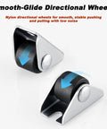 Smooth-Glide Directional Wheels, nylon wheel and silver bracket, shown in two angles for push-pull furniture use