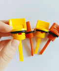 4 Piece Oil Filler Cap Assembly Kit For Small Gas Engines And Portable Generators Including Predator Champion Firman 196cc 212cc 208cc 224cc Models With M18 And M20 Dipsticks shown close-up