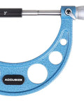 Top Notch Precision Outside Micrometer Three To Four Inch With 0.0001 Inch Resolution, blue frame, metalworking tool