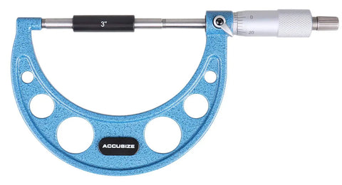 Top Notch Precision Outside Micrometer Three To Four Inch With 0.0001 Inch Resolution, blue frame, metalworking tool