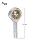 4 Pack M8 Rod End Bearing With Right Hand Thread M8x1.25 Self Lubricating Joint Includes Jam Nut Durable 45 Steel Ball 54mm