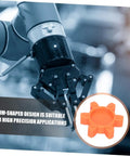 Plum-Shaped Rubber Coupling Pad For Jaw Couplings, Pro-Grade Flexible Shock Absorbing Cushion shown with robotic arm