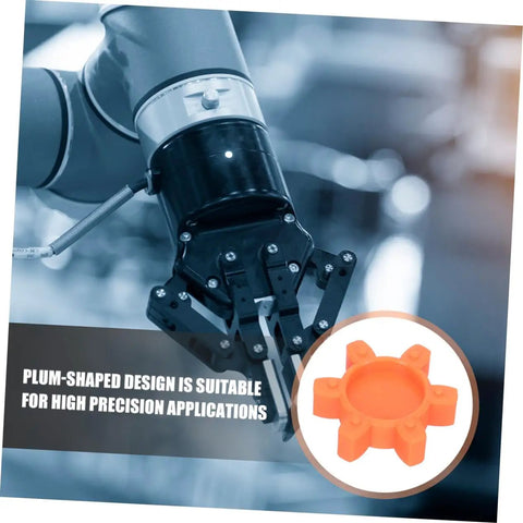 Plum-Shaped Rubber Coupling Pad For Jaw Couplings, Pro-Grade Flexible Shock Absorbing Cushion shown with robotic arm